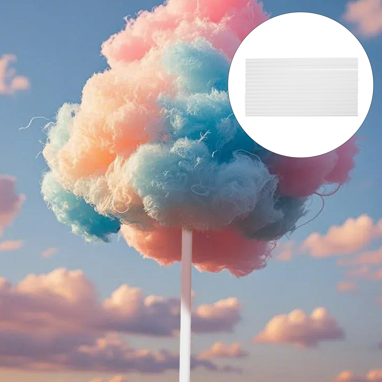 Cotton Candy Cones Paper Sticks - 50개입 11.79인치 솜사탕 종이 스틱 다용도