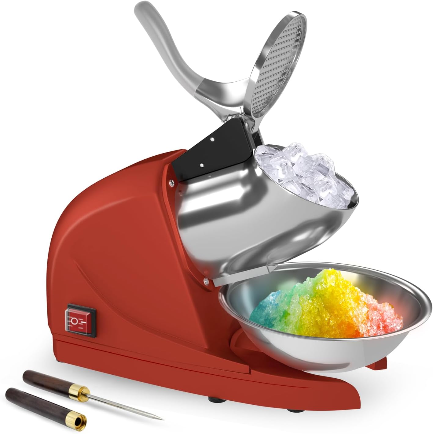 Snow Cone Shaved Ice Machine - 전기식 제빙기, 380W, 3개의 스테인리스 스틸
