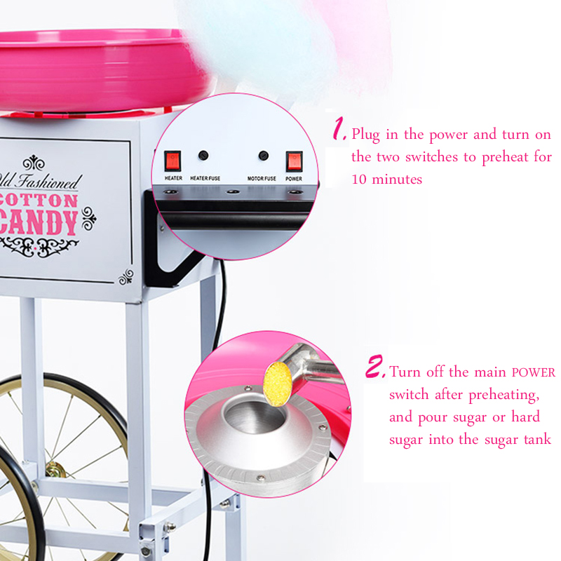 Commercial Cotton Candy Machine Cart - 솜사탕 기계 고출력 상업용 멋진 전기