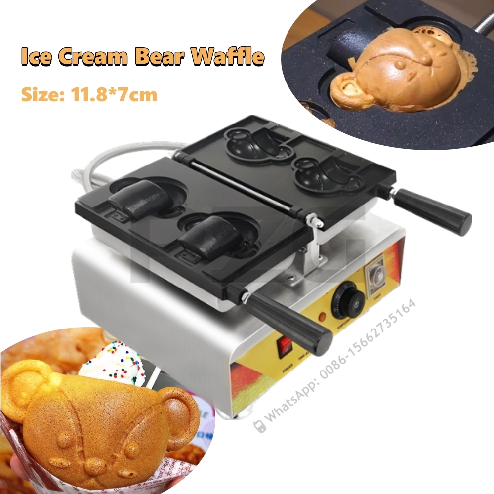 Commercial Waffle Cone Maker Ice Cream - 2개 테디베어 모양 미니 와플 케이크