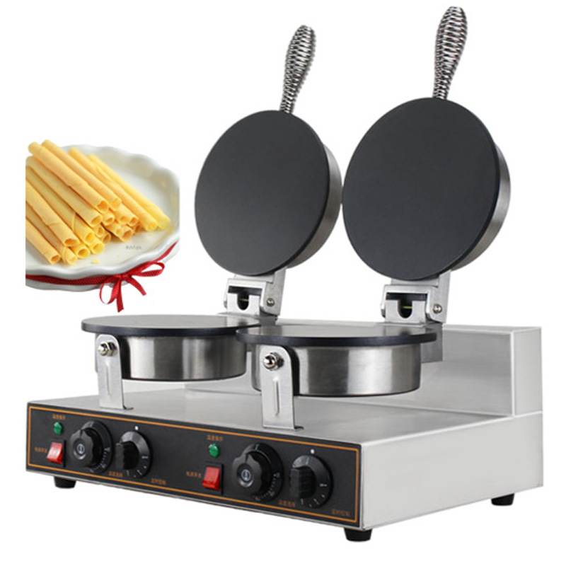 Commercial Waffle Cone Maker Ice Cream - 상업용 이중 헤드 에그롤 제조기, 전기