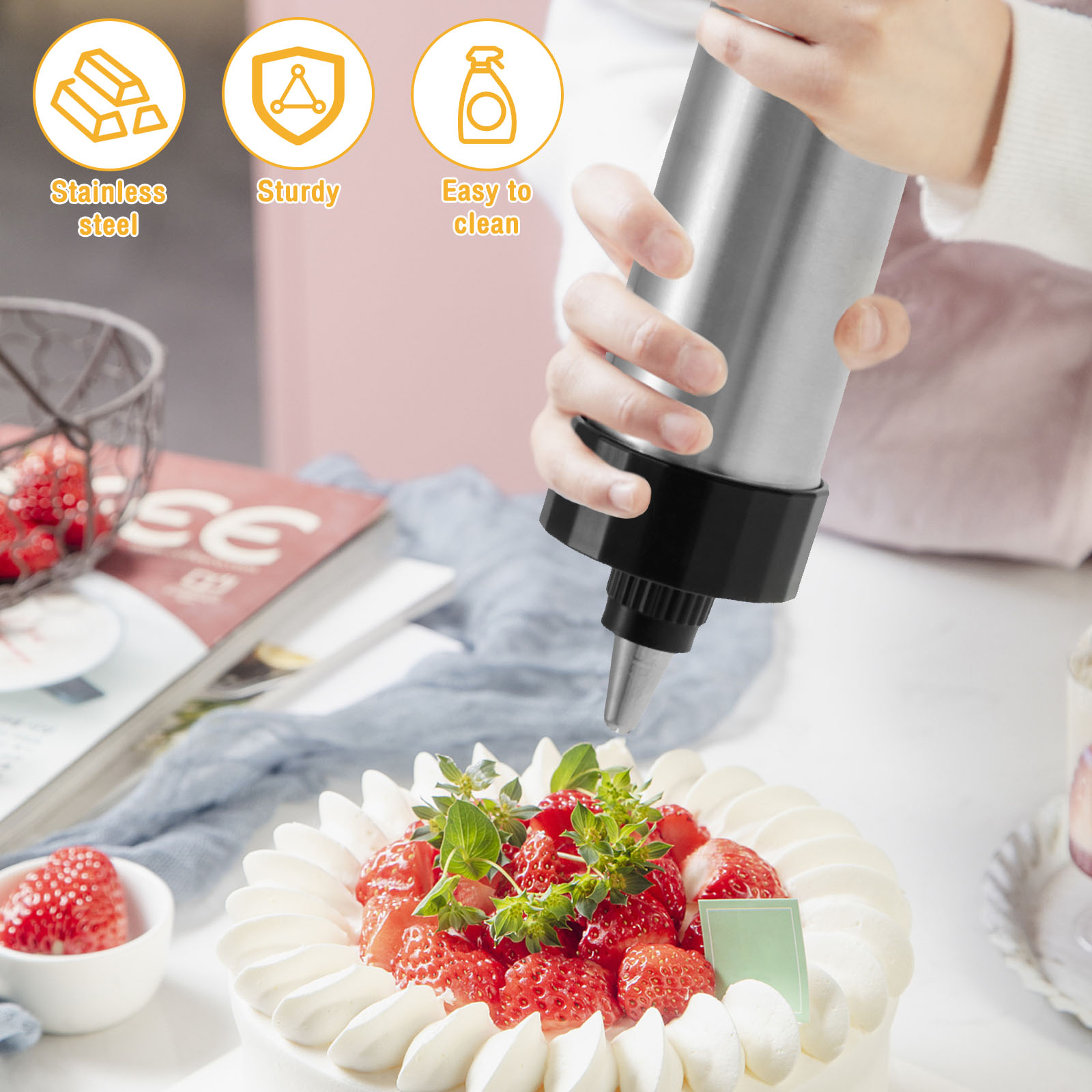 쿠키 프레스 건 키트 스테인리스 스틸 수동 츄러스 메이 - Churros Extruder Machine Manual 리뷰 및 가격