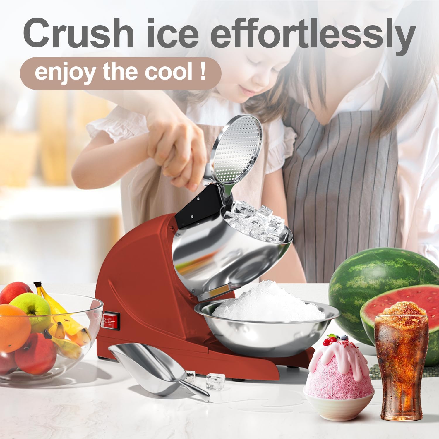 전기식 제빙기, 380W, 3개의 스테인리스 스틸 칼날 - Snow Cone Shaved Ice Machine 리뷰 및 가격