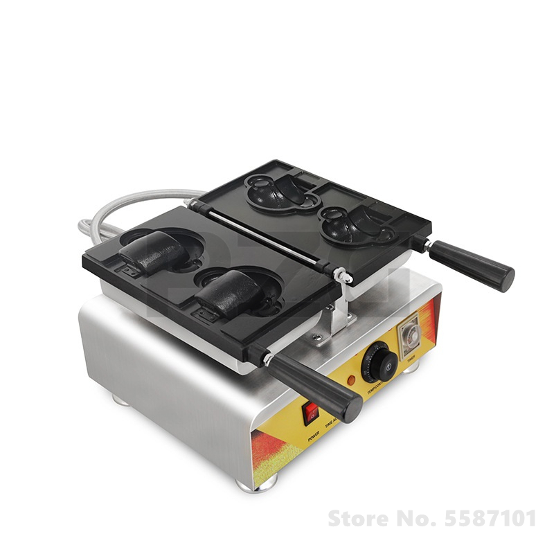 2개 테디베어 모양 미니 와플 케이크 메이커 디지털 아 - Commercial Waffle Cone Maker Ice Cream 리뷰 및 가격