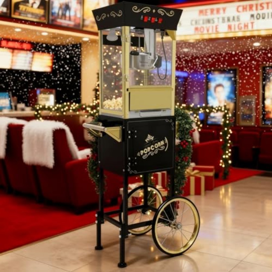 카트가 있는 팝콘 기계, 12온스 용기가 있는 팝콘 메 - Popcorn Machine Cart Vintage Style 리뷰 및 가격