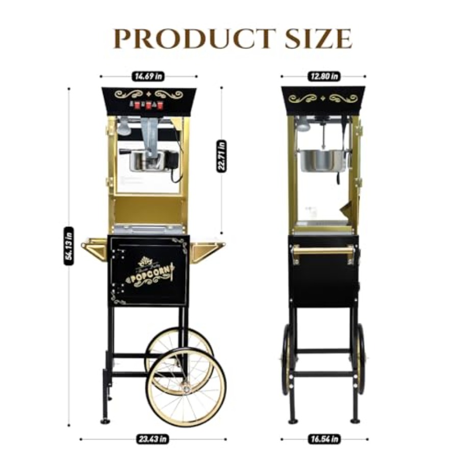 카트가 있는 팝콘 기계, 12온스 용기가 있는 팝콘 메 - Popcorn Machine Cart Vintage Style 리뷰 및 가격