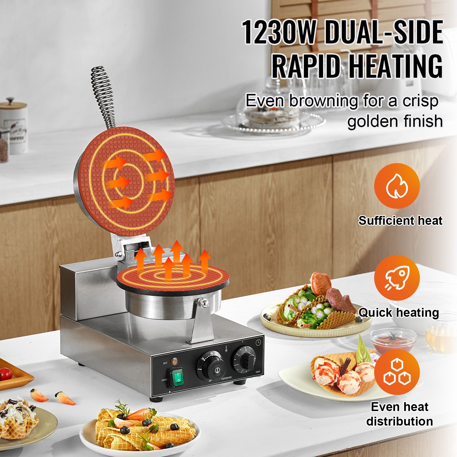 전기 아이스크림 콘 메이커, 상업용 1230W 와플 콘 - Commercial Waffle Cone Maker Ice Cream 리뷰 및 가격